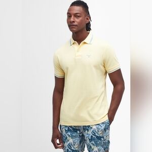 Barbour Newbridge Polo Shirt Men’s Heritage Lemon Short Sleeve Cotton Size M